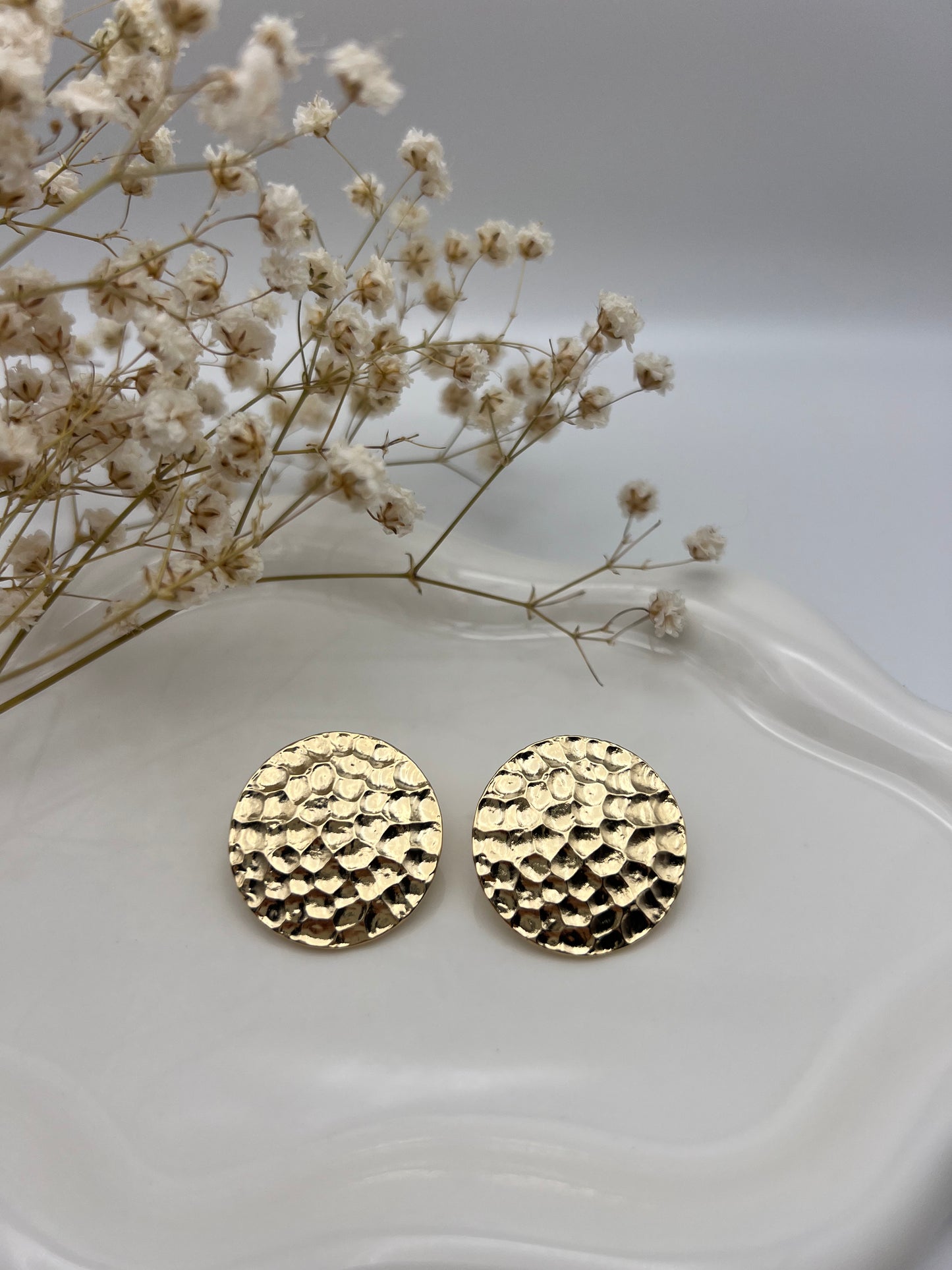 Gold Hammered Stud Earrings