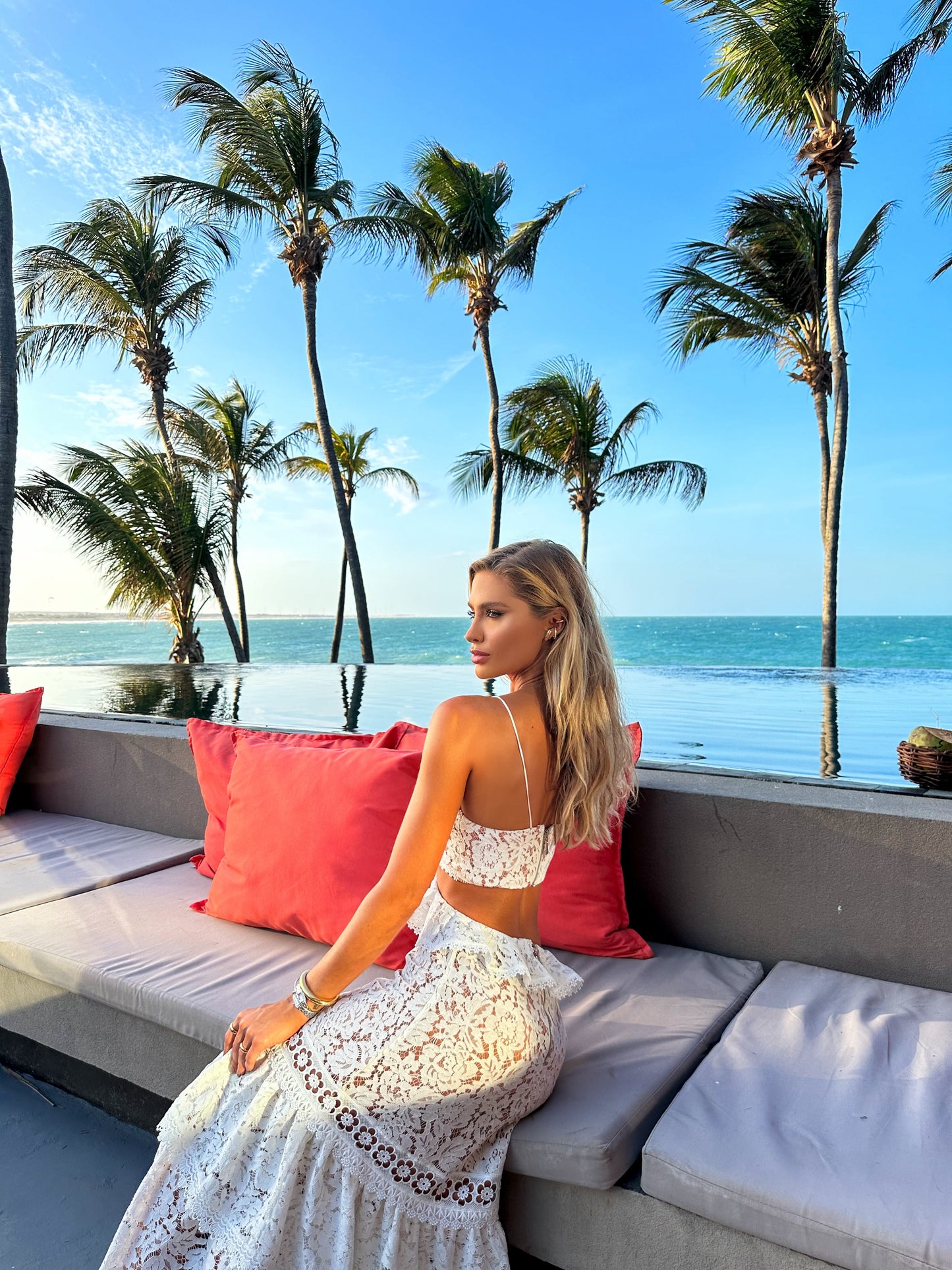 Off-White Royalty Lace Midi Dress