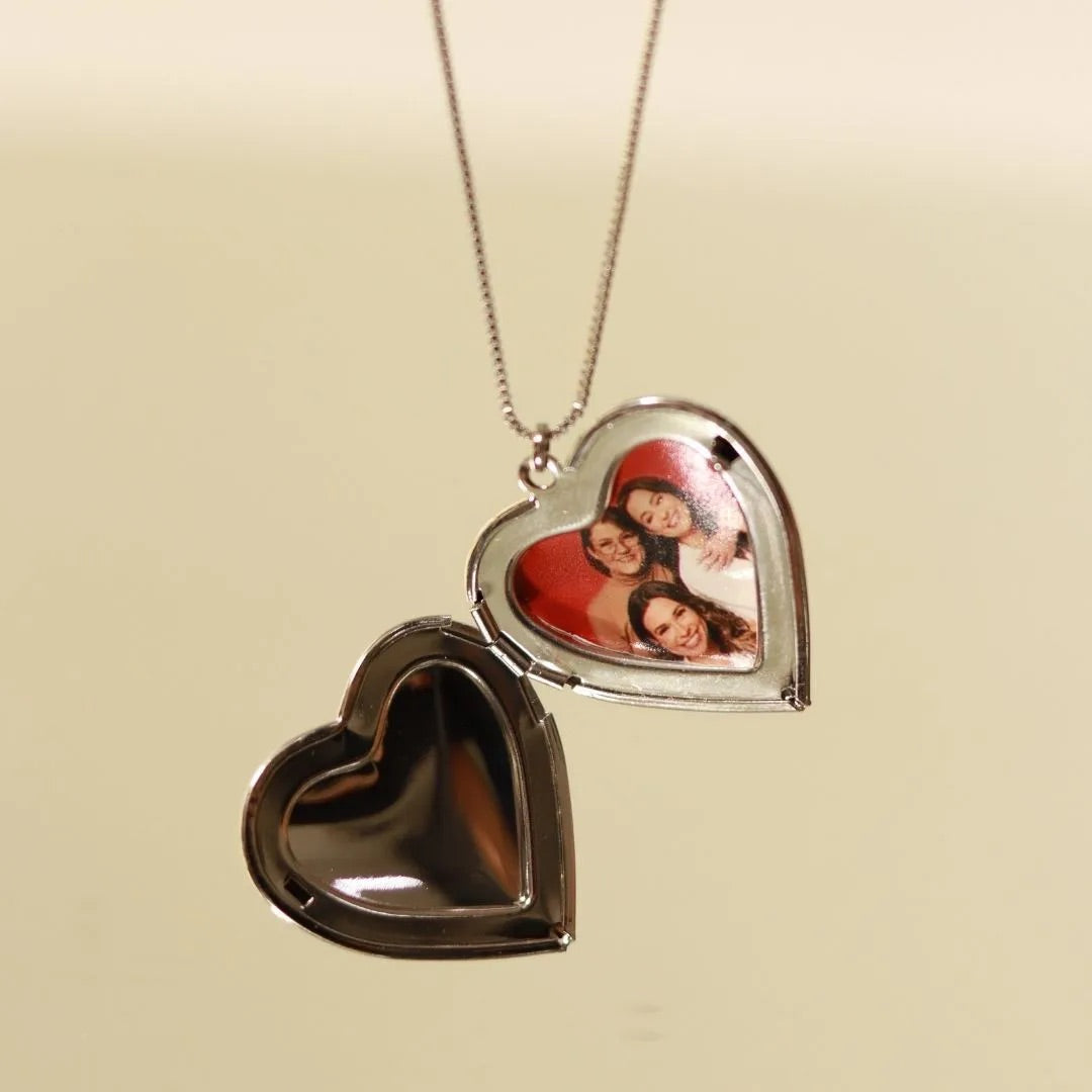Heart Locket Necklace Silver