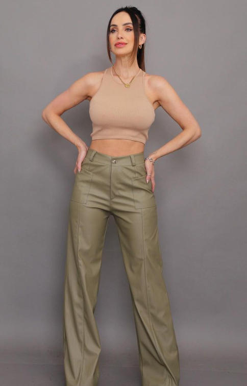 Moss Green Leather Pants
