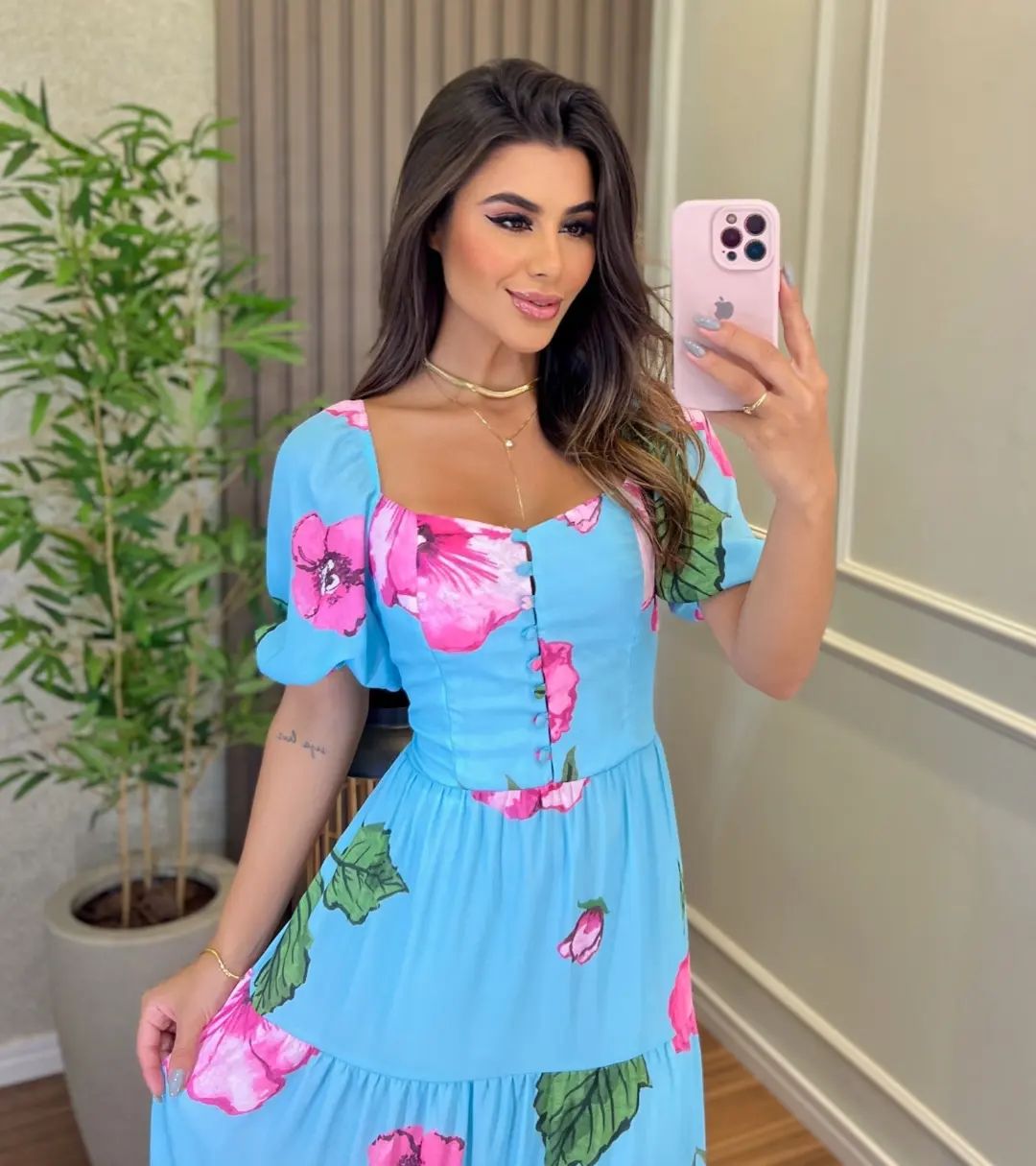 Sky Blossom Tiered Dress