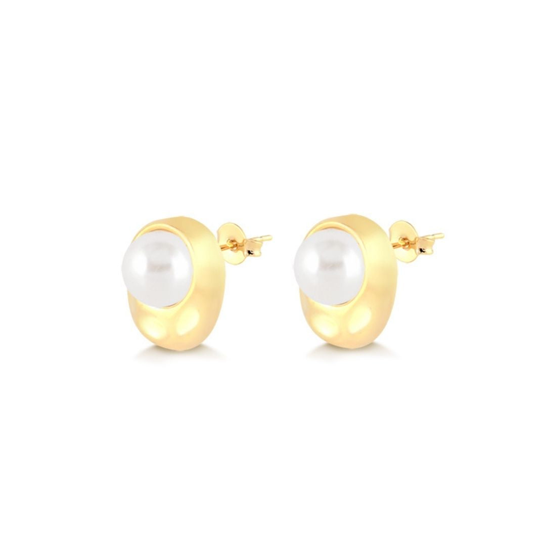 Leticia Hammered Pearl Earring