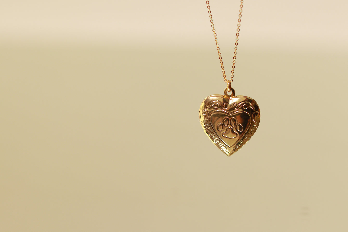 Pet Heart Locket Necklace Gold