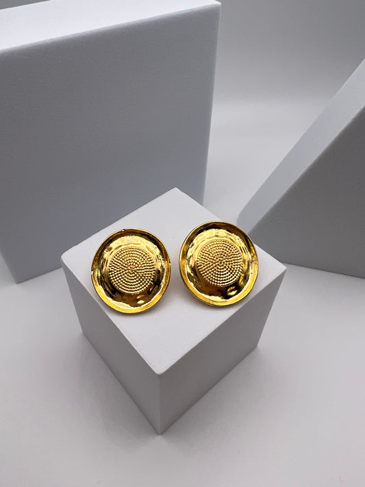 Gold Button Earrings