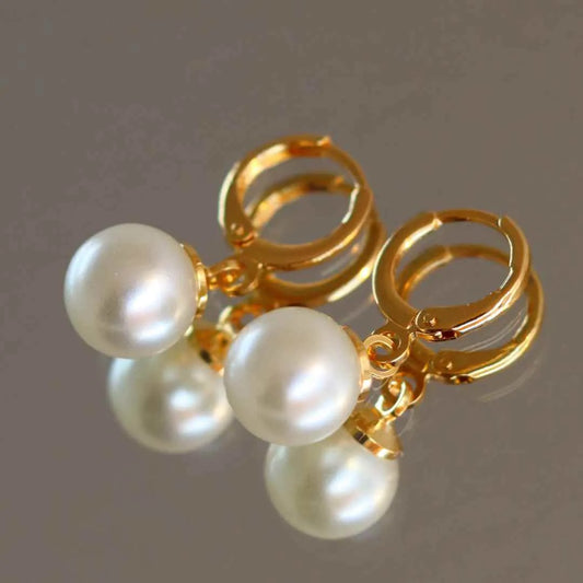 Leticia Pearl Hoop Earrings