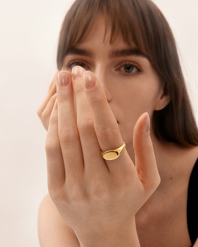 Gold Oval Signet Ring