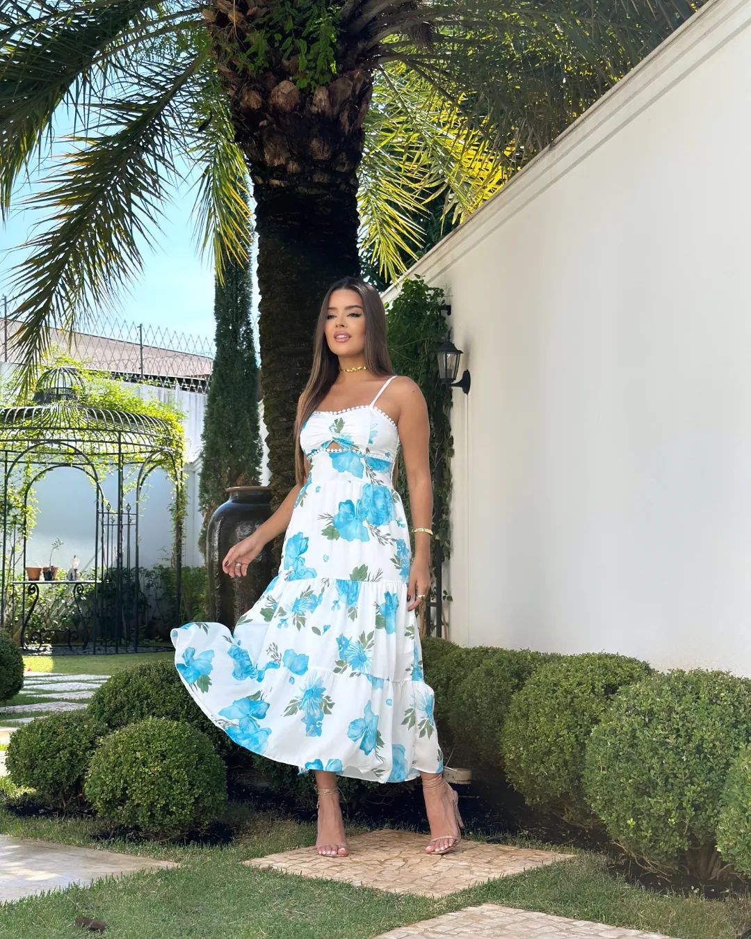 Ocean Breeze Floral Midi Dress