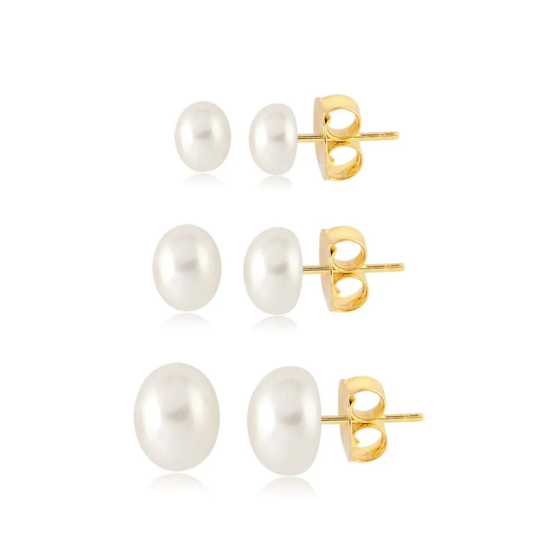 Oval Pearl Earrings Set