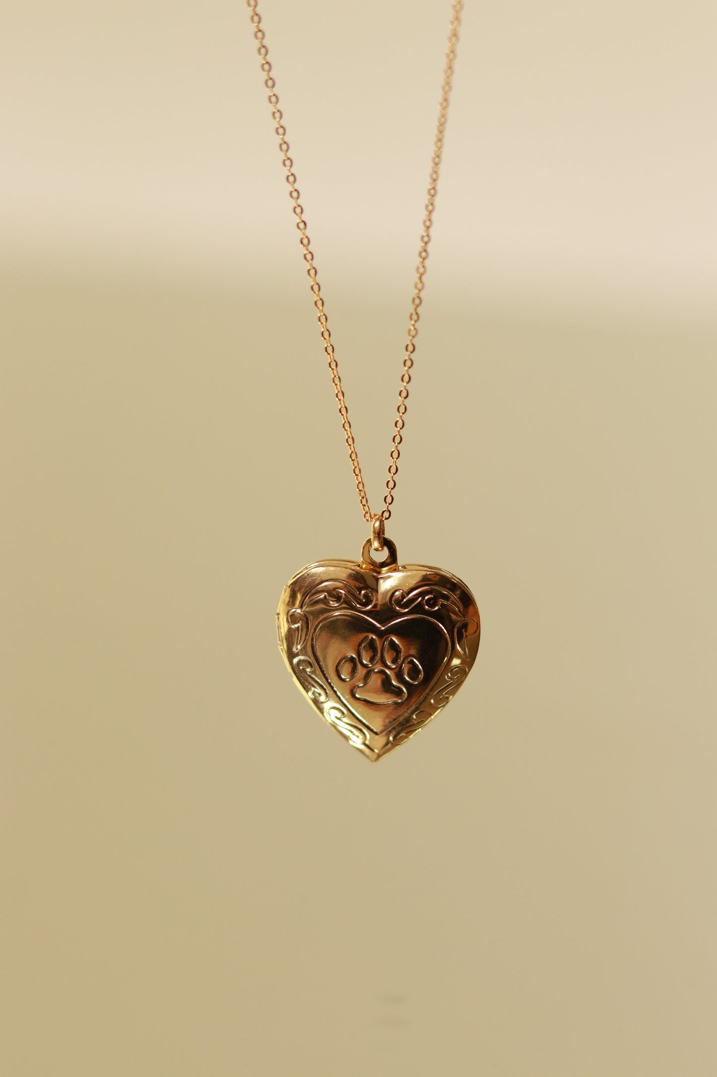 Pet Heart Locket Necklace Gold