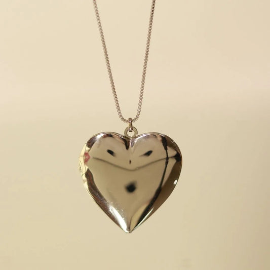 Heart Locket Necklace Silver