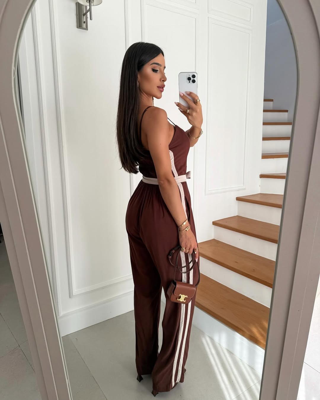 Side Stripe Belted Jumpsuit