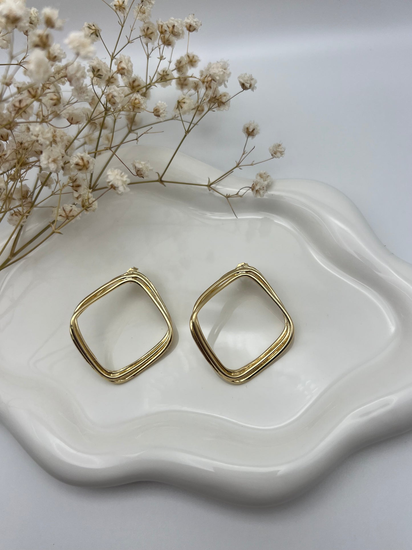 Hammered Gold Diamond Earrings